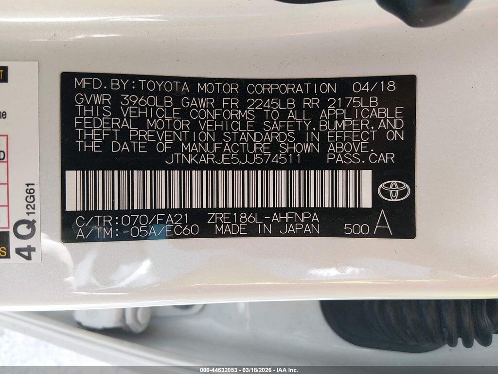 JTNKARJE5JJ574511 2018 TOYOTA COROLLA IM photo no. 9