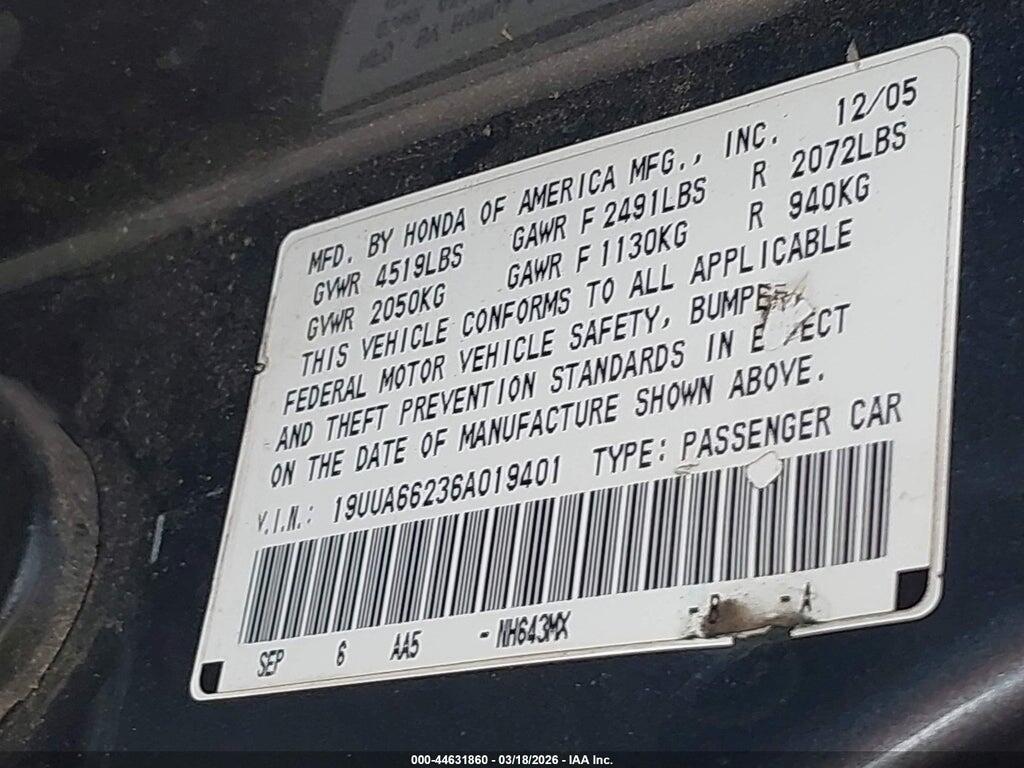 19UUA66236A019401 2006 ACURA TL photo no. 9