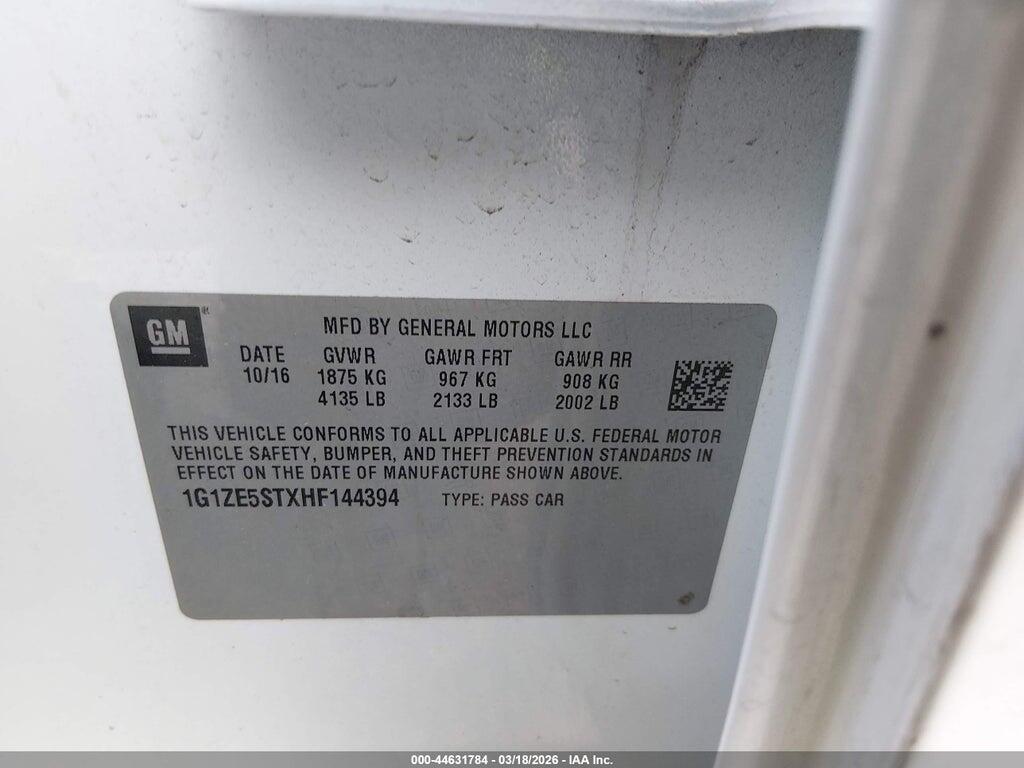 1G1ZE5STXHF144394 2017 CHEVROLET MALIBU photo no. 9
