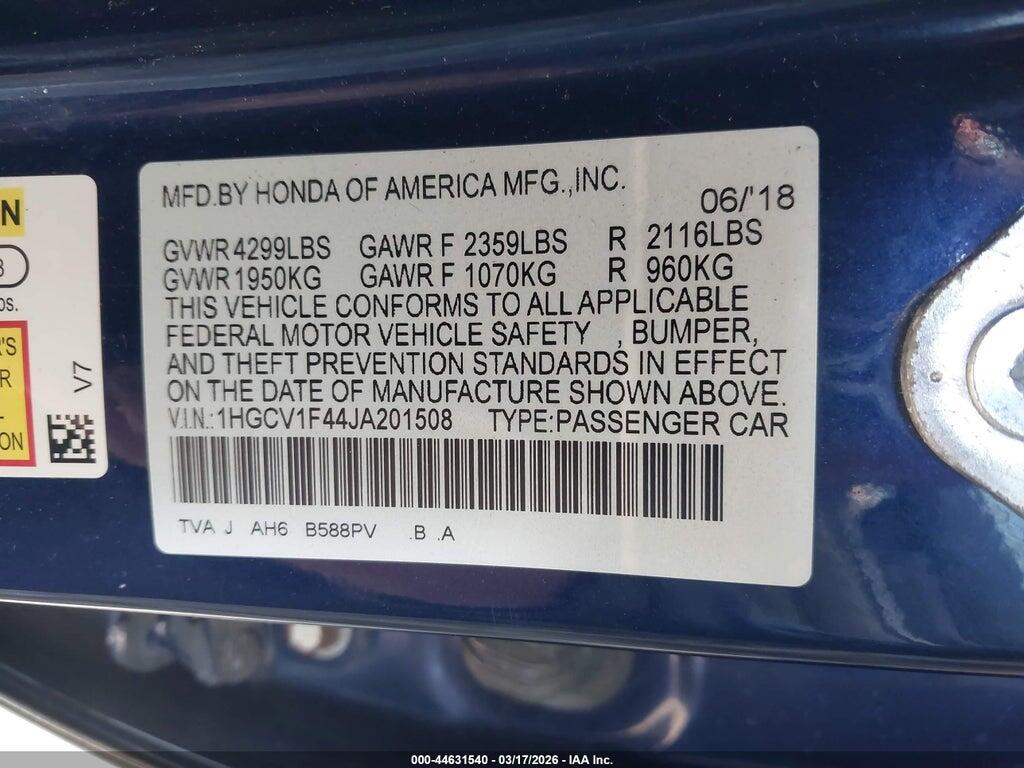 1HGCV1F44JA201508 2018 HONDA ACCORD photo no. 9