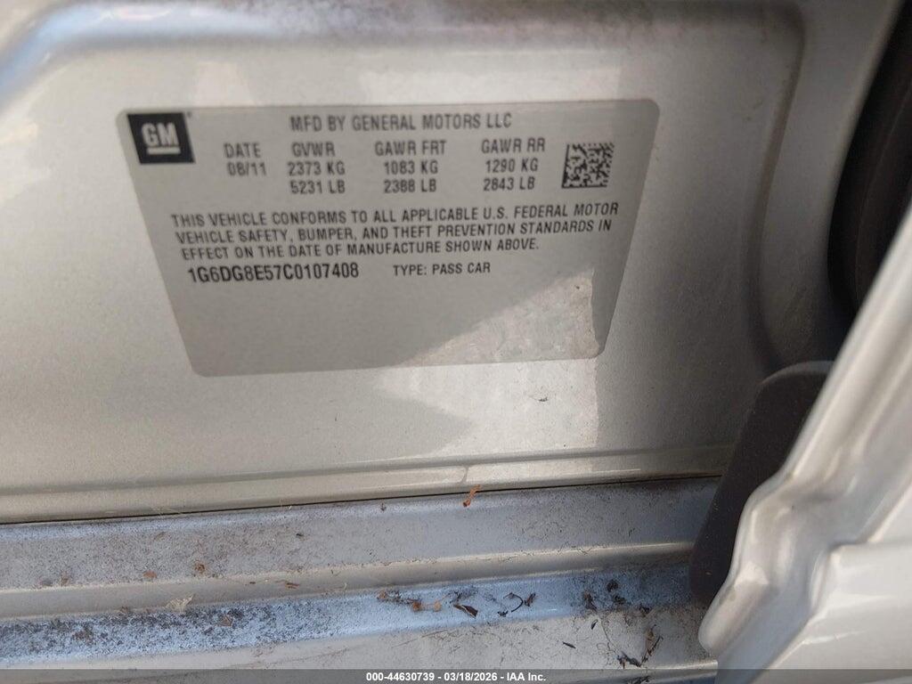 1G6DG8E57C0107408 2012 CADILLAC CTS photo no. 9