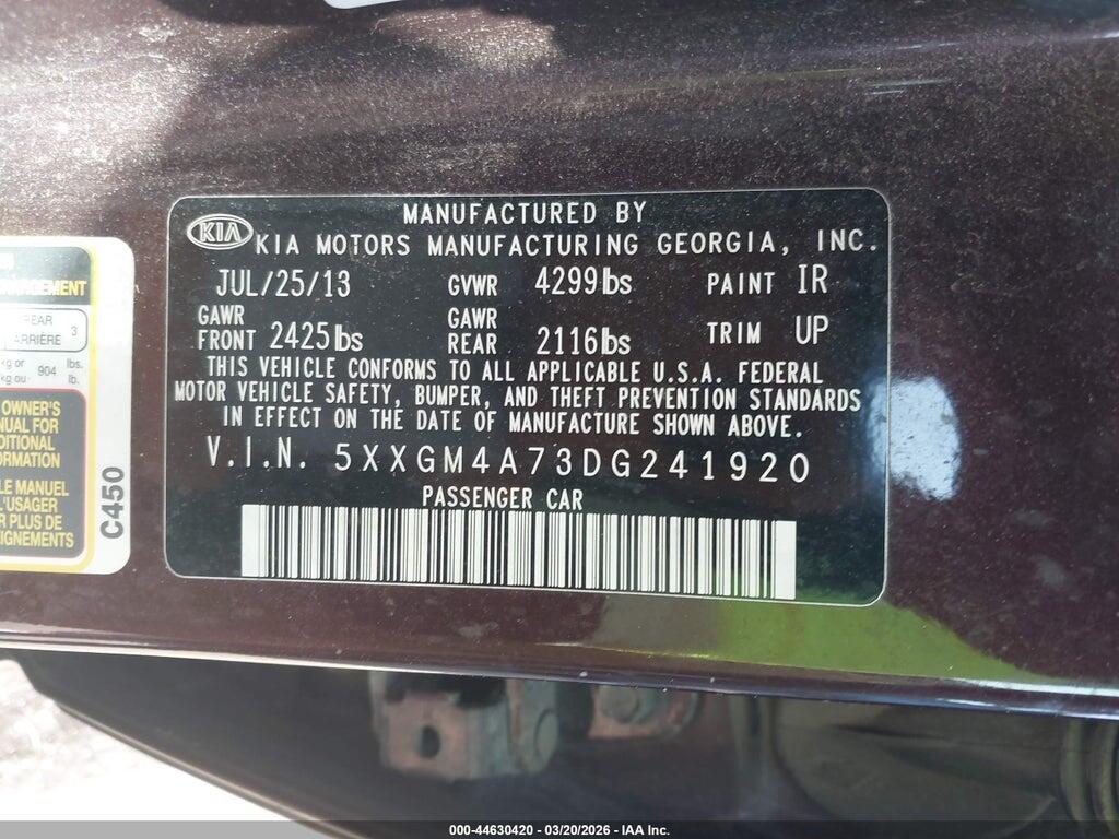 5XXGM4A73DG241920 2013 KIA OPTIMA photo no. 9