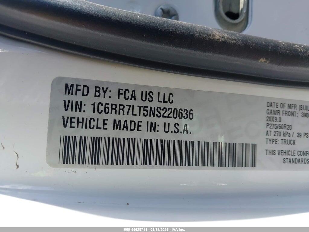 1C6RR7LT5NS220636 2022 RAM 1500 CLASSIC photo no. 9