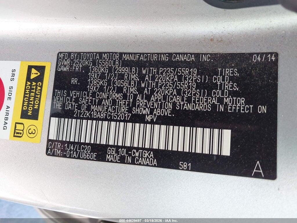 2T2ZK1BA8FC152017 2015 LEXUS RX 350 photo no. 9