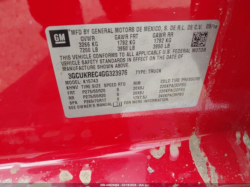 3GCUKREC4GG323976 2016 CHEVROLET SILVERADO 1500 photo no. 9