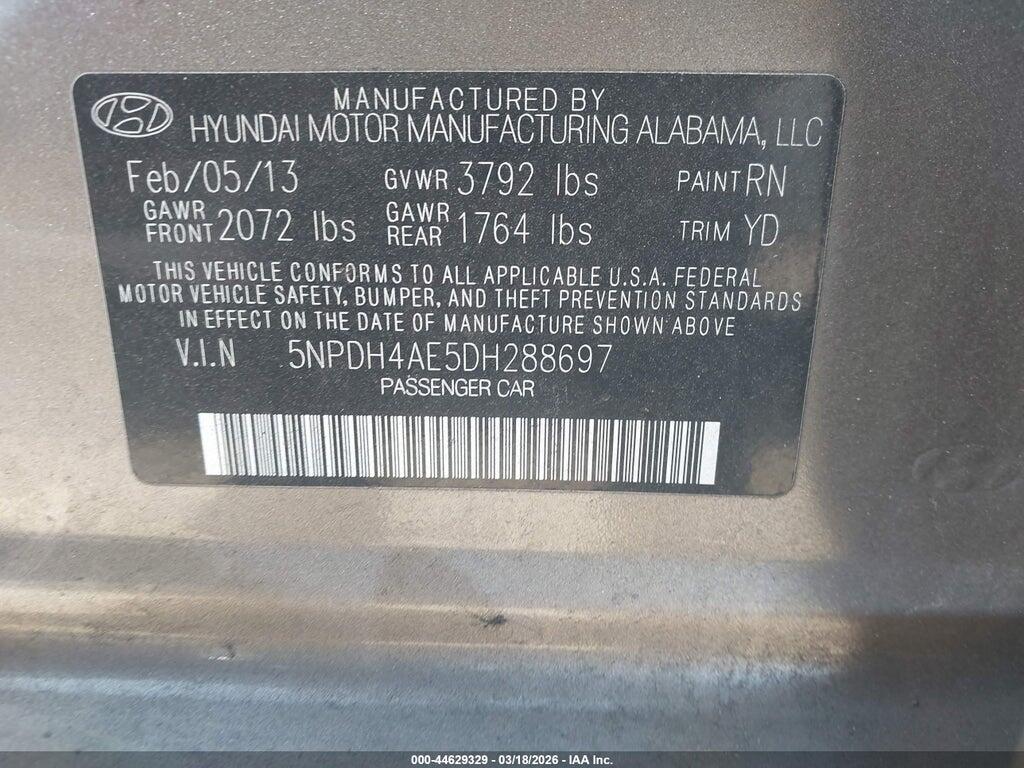 5NPDH4AE5DH288697 2013 HYUNDAI ELANTRA photo no. 9