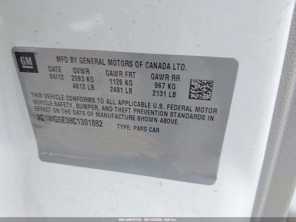 2G1WG5E38C1301882 2012 CHEVROLET IMPALA photo no. 9