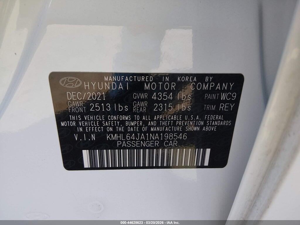 KMHL64JA1NA198546 2022 HYUNDAI SONATA photo no. 9