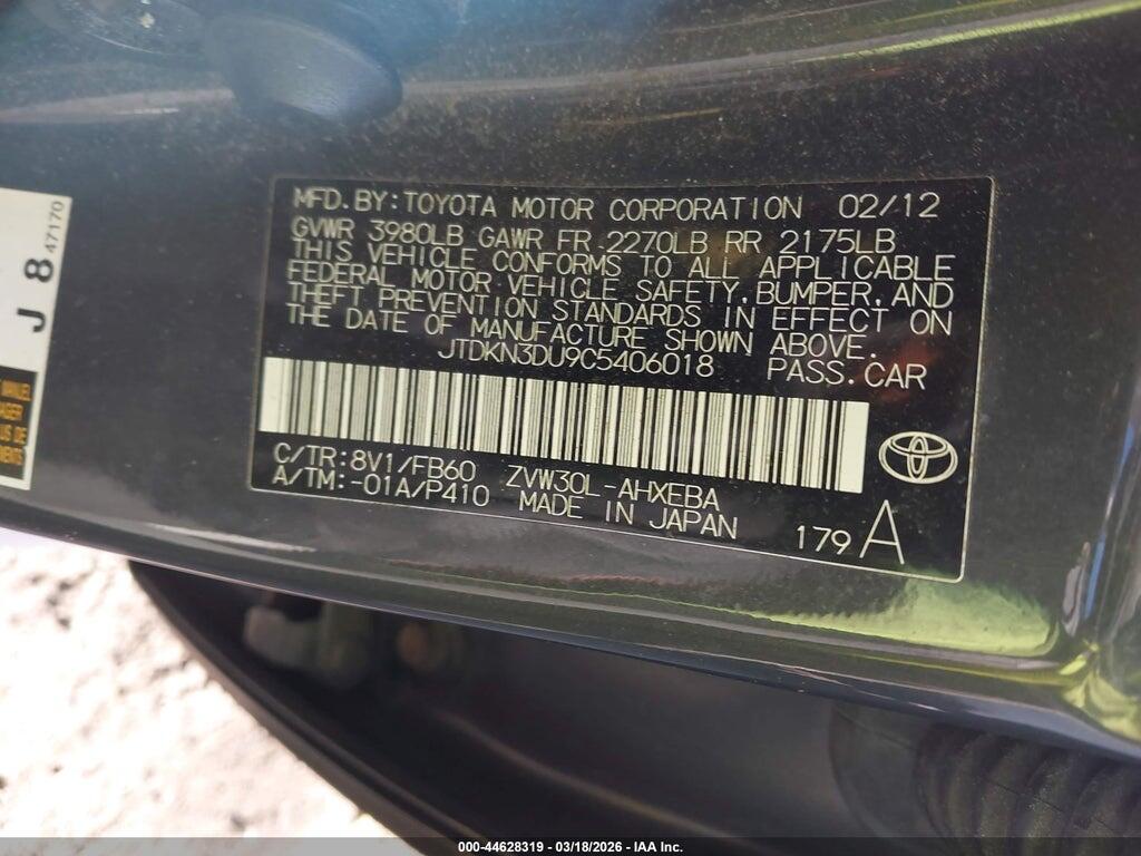 JTDKN3DU9C5406018 2012 TOYOTA PRIUS photo no. 7