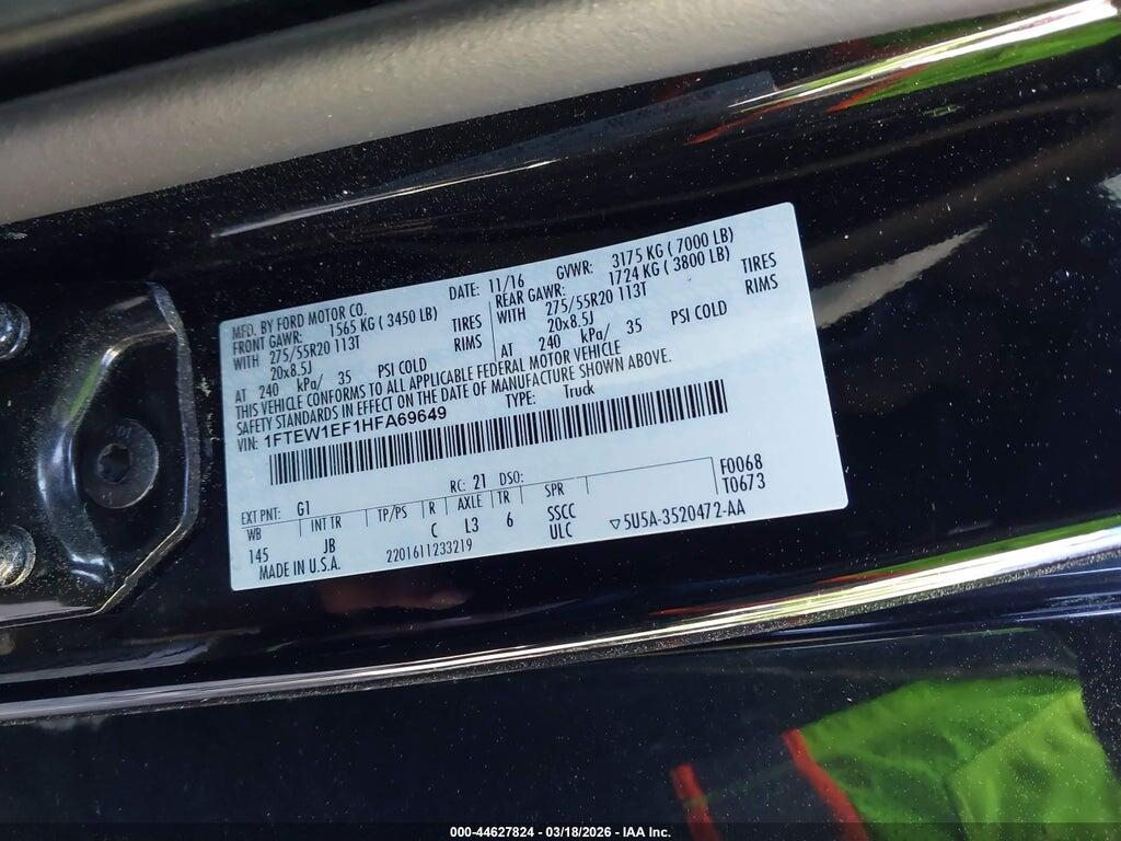 1FTEW1EF1HFA69649 2017 FORD F-150 photo no. 9