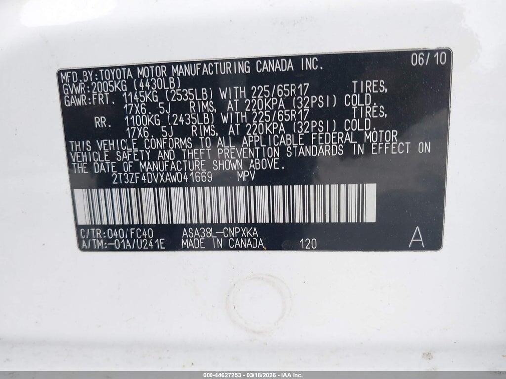 2T3ZF4DVXAW041669 2010 TOYOTA RAV4 photo no. 9