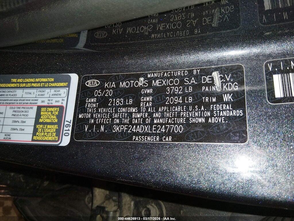 3KPF24ADXLE247700 2020 KIA FORTE photo no. 9
