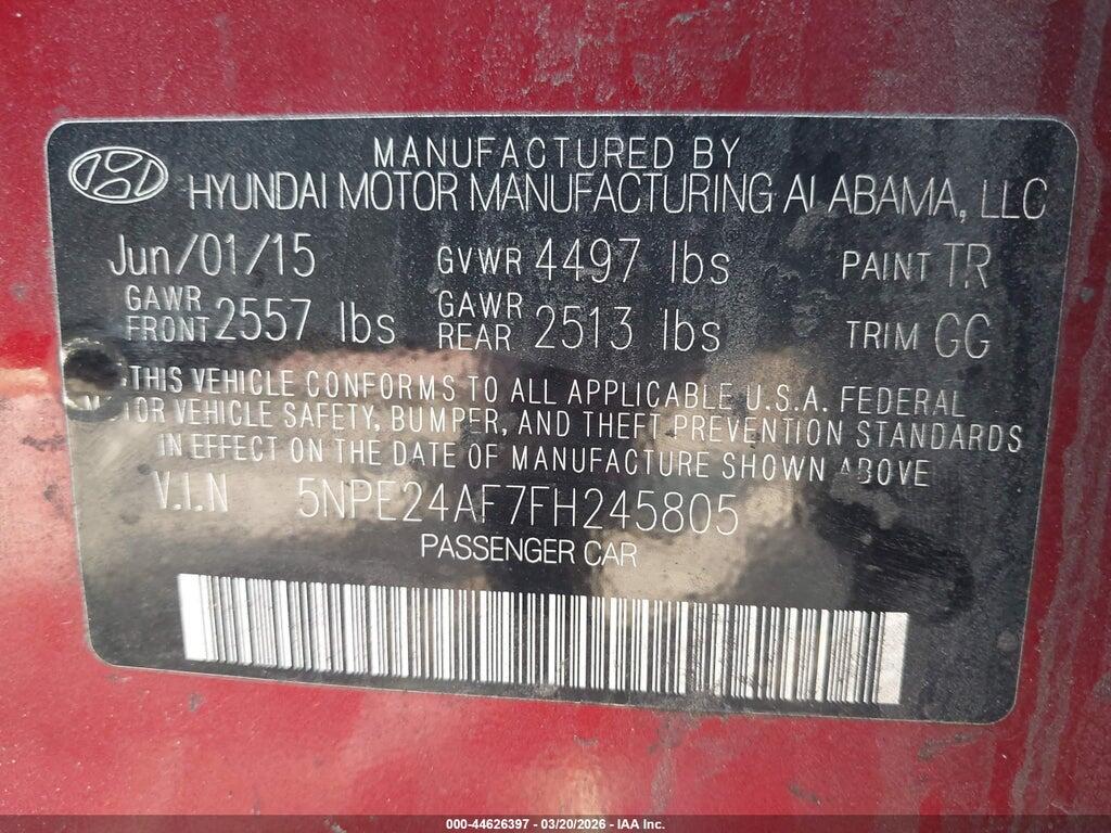 5NPE24AF7FH245805 2015 HYUNDAI SONATA photo no. 9