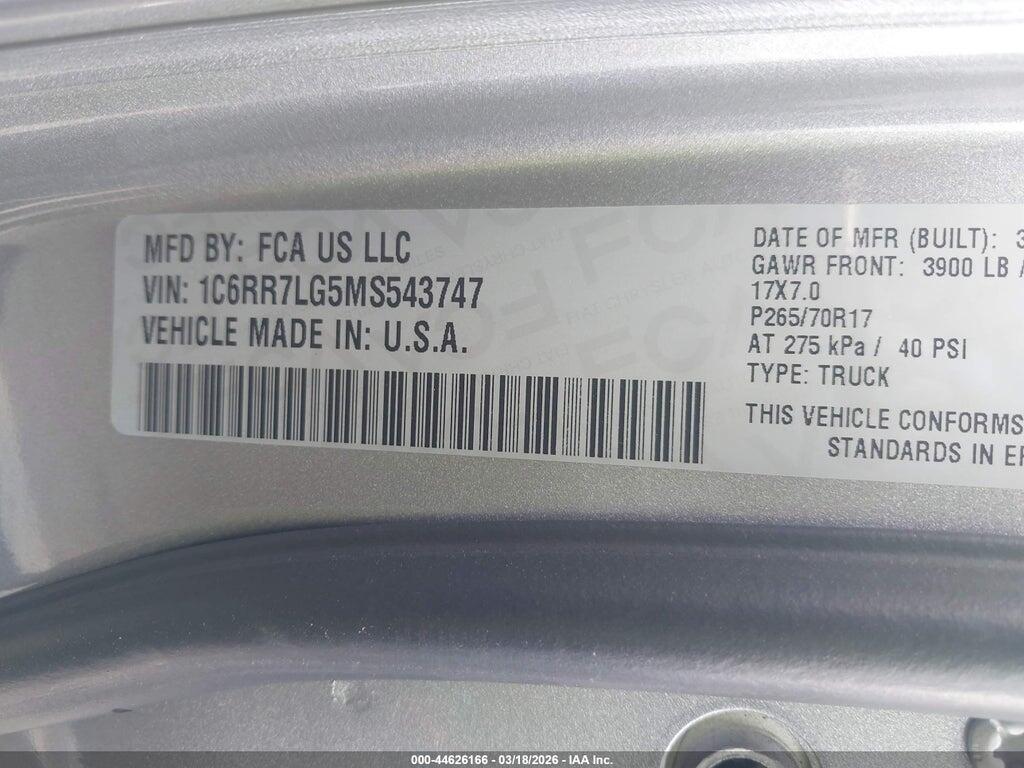 1C6RR7LG5MS543747 2021 RAM 1500 CLASSIC photo no. 9