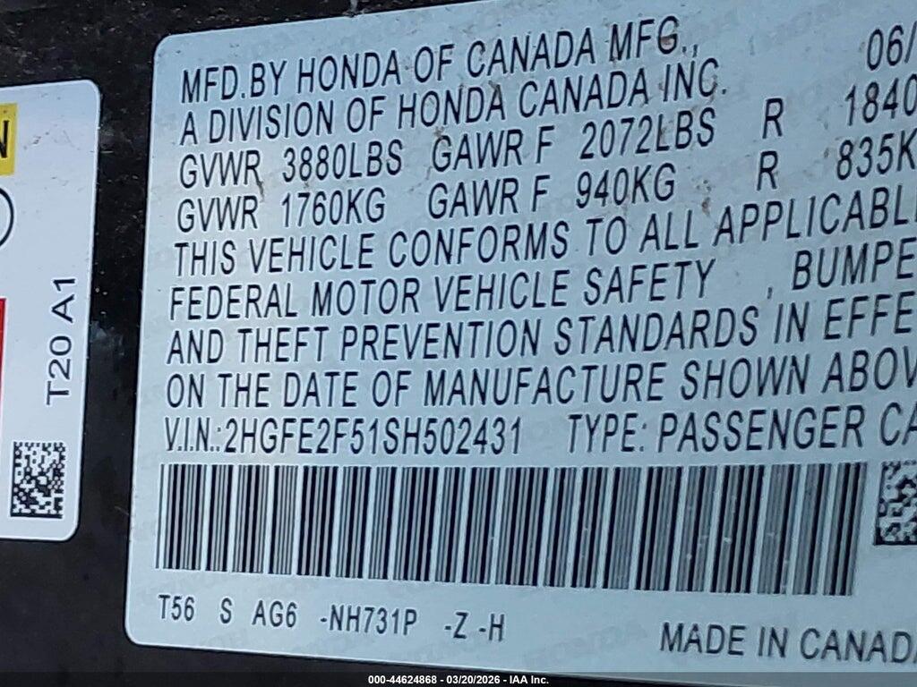 2HGFE2F51SH502431 2025 HONDA CIVIC photo no. 9