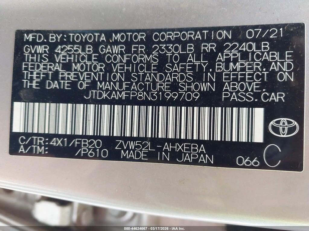 JTDKAMFP8N3199709 2022 TOYOTA PRIUS PRIME photo no. 9