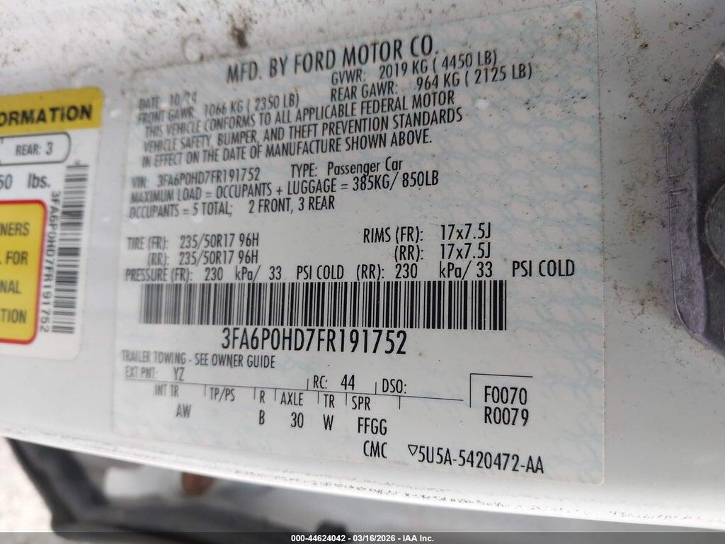 3FA6P0HD7FR191752 2015 FORD FUSION photo no. 9