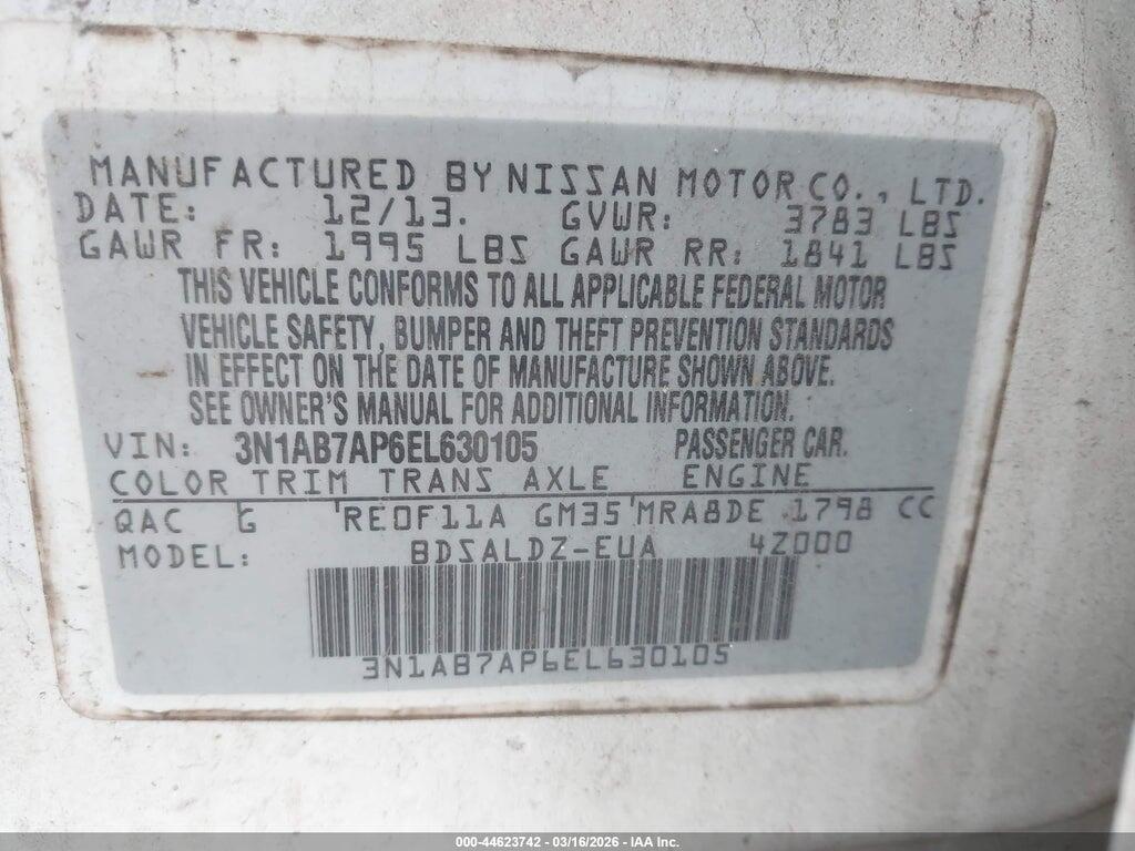 3N1AB7AP6EL630105 2014 NISSAN SENTRA photo no. 9