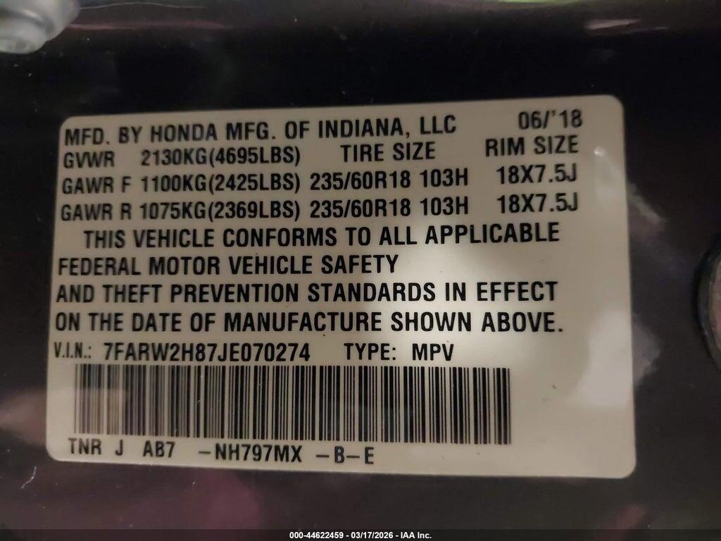 7FARW2H87JE070274 2018 HONDA CR-V photo no. 9