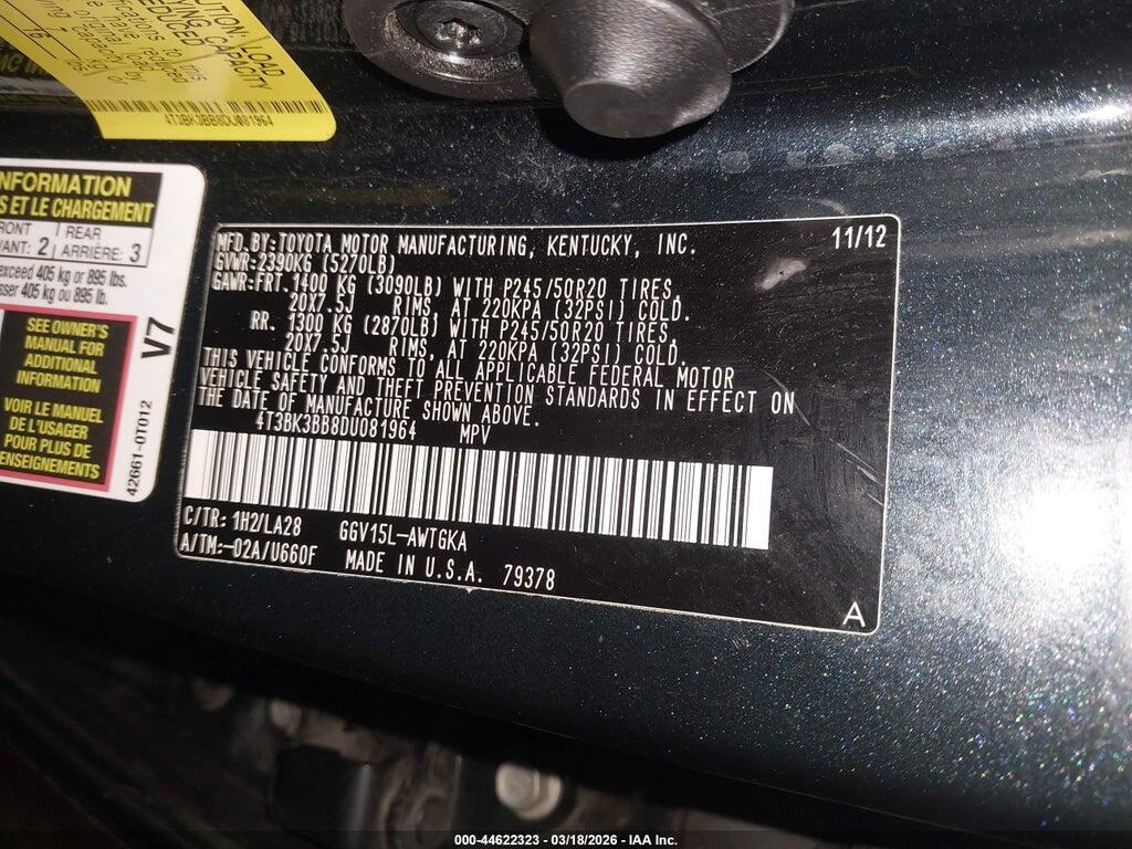 4T3BK3BB8DU081964 2013 TOYOTA VENZA photo no. 9
