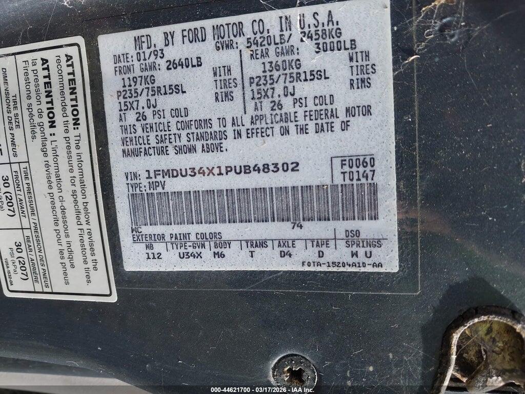 1FMDU34X1PUB48302 1993 FORD EXPLORER photo no. 9