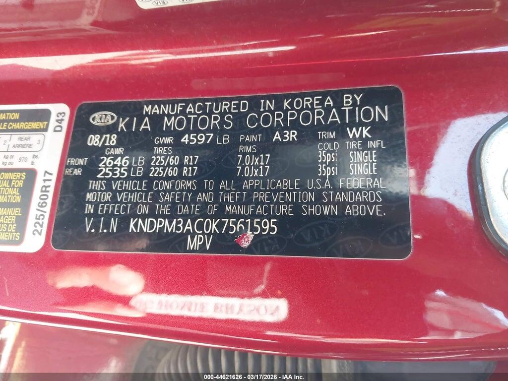 KNDPM3AC0K7561595 2019 KIA SPORTAGE photo no. 9