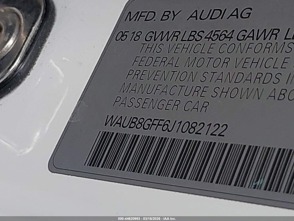 WAUB8GFF6J1082122 2018 AUDI A3 photo no. 9