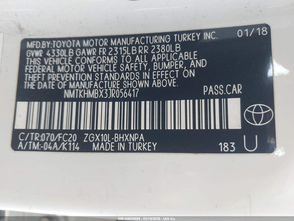NMTKHMBX3JR056417 2018 TOYOTA C-HR photo no. 9
