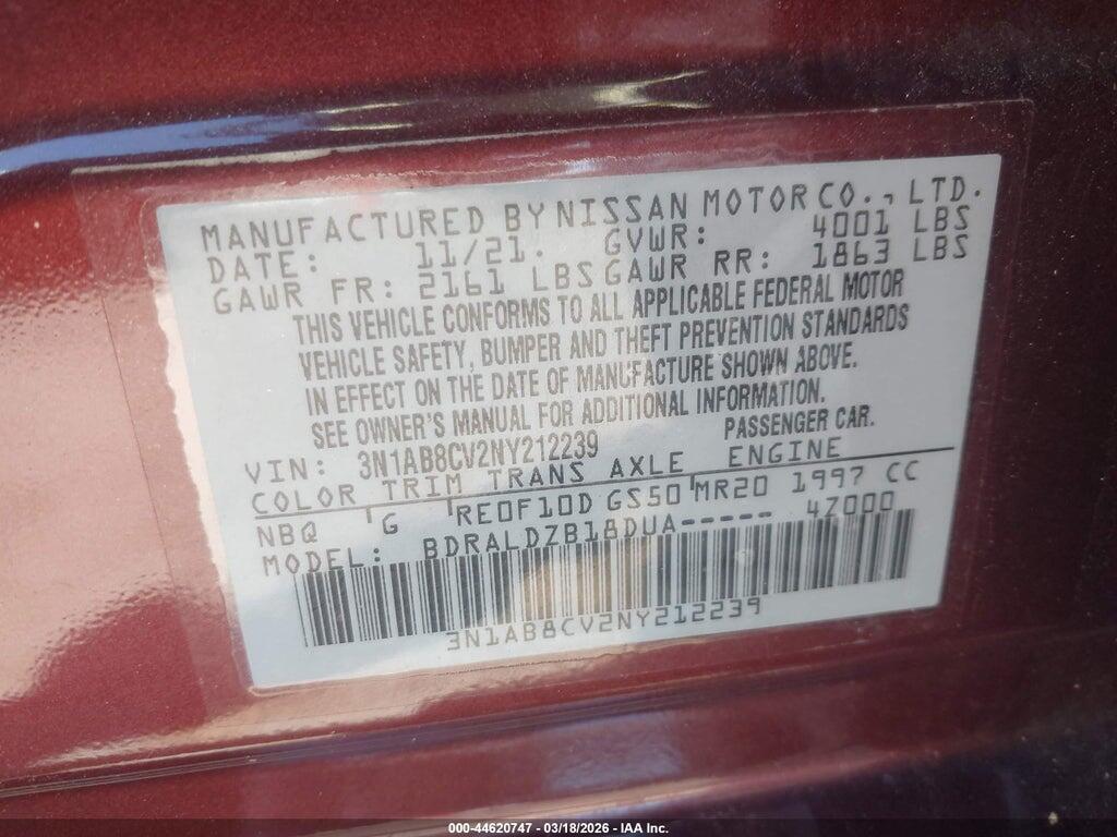 3N1AB8CV2NY212239 2022 NISSAN SENTRA photo no. 9