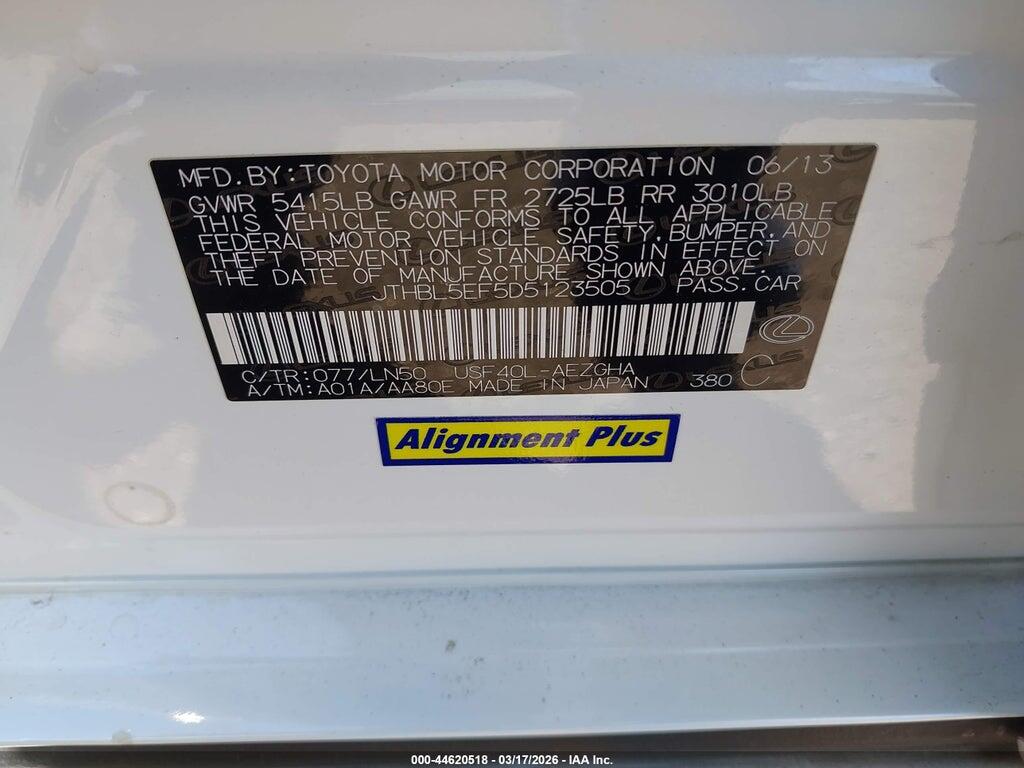 JTHBL5EF5D5123505 2013 LEXUS LS 460 photo no. 9