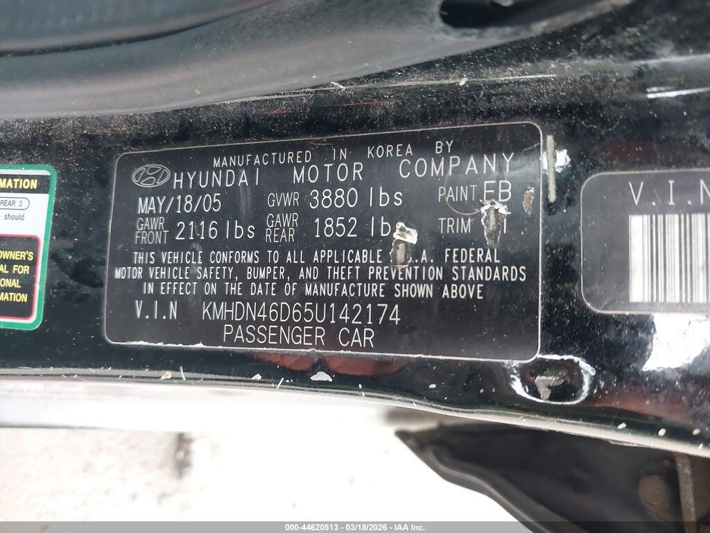 KMHDN46D65U142174 2005 HYUNDAI ELANTRA photo no. 9