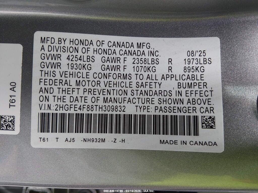2HGFE4F88TH309832 2026 HONDA CIVIC HYBRID photo no. 9