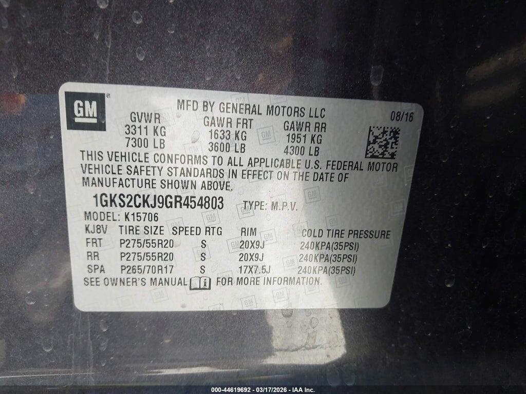 1GKS2CKJ9GR454803 2016 GMC YUKON photo no. 9