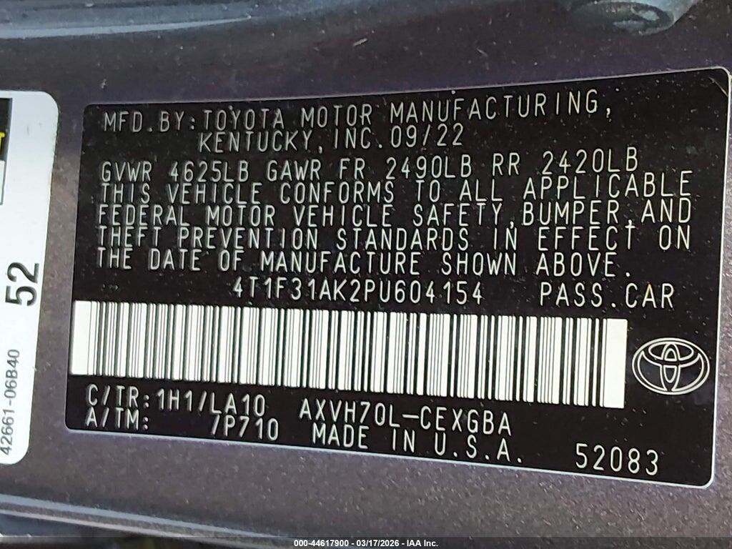 4T1F31AK2PU604154 2023 TOYOTA CAMRY photo no. 9