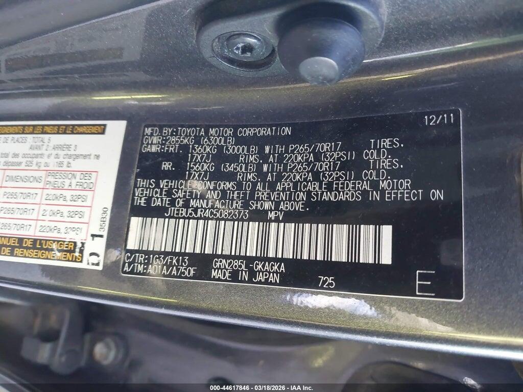 JTEBU5JR4C5082373 2012 TOYOTA 4RUNNER photo no. 9