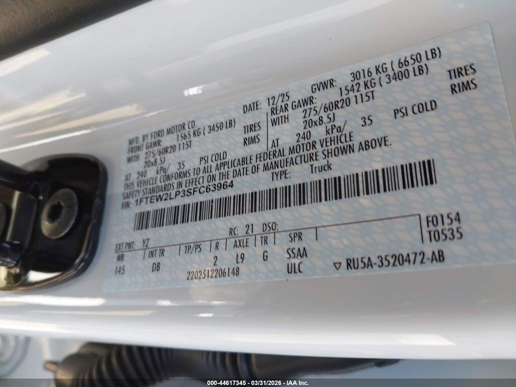 1FTEW2LP3SFC63964 2025 FORD F-150 photo no. 9
