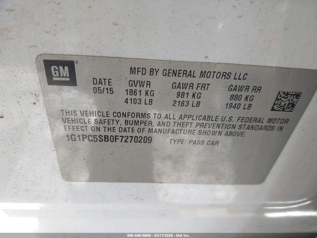 1G1PC5SB0F7270209 2015 CHEVROLET CRUZE photo no. 9