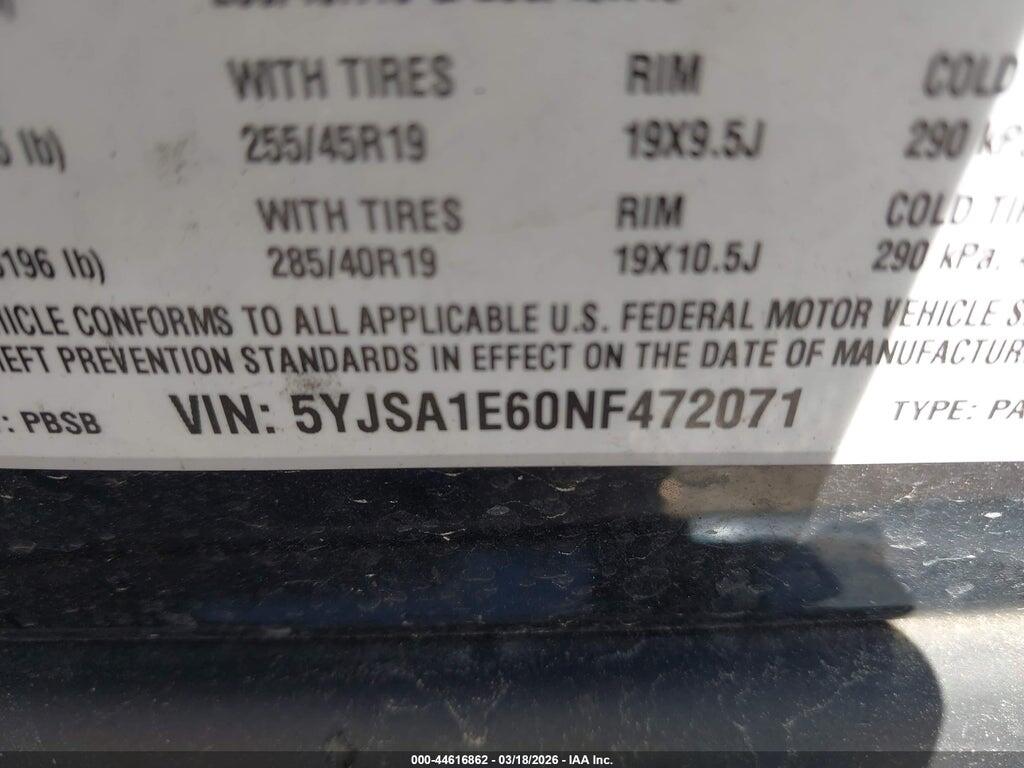 5YJSA1E60NF472071 2022 TESLA MODEL S photo no. 9