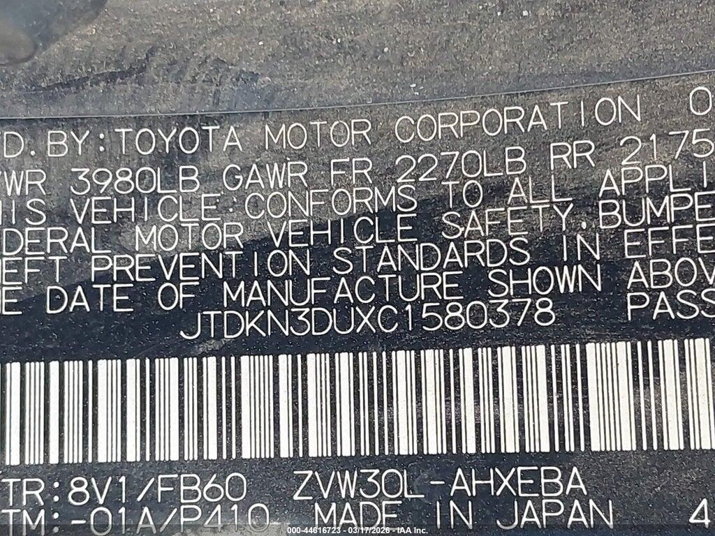 JTDKN3DUXC1580378 2012 TOYOTA PRIUS photo no. 9