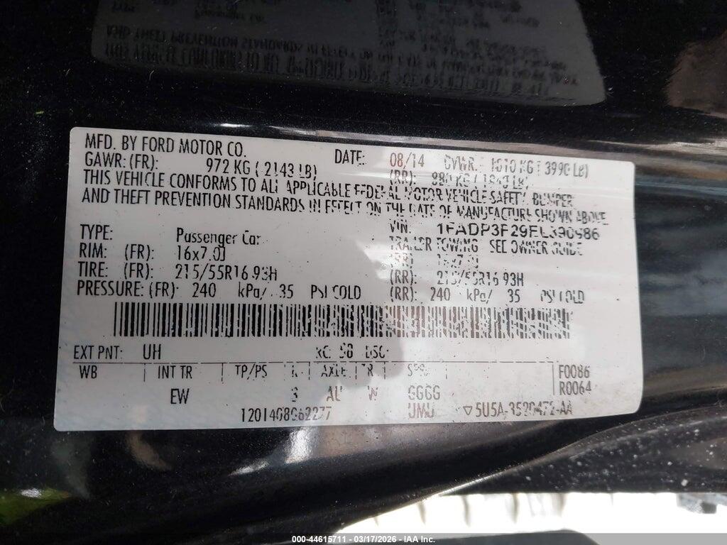 1FADP3F29EL390986 2014 FORD FOCUS photo no. 9