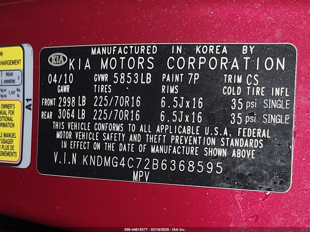 KNDMG4C72B6368595 2011 KIA SEDONA photo no. 9
