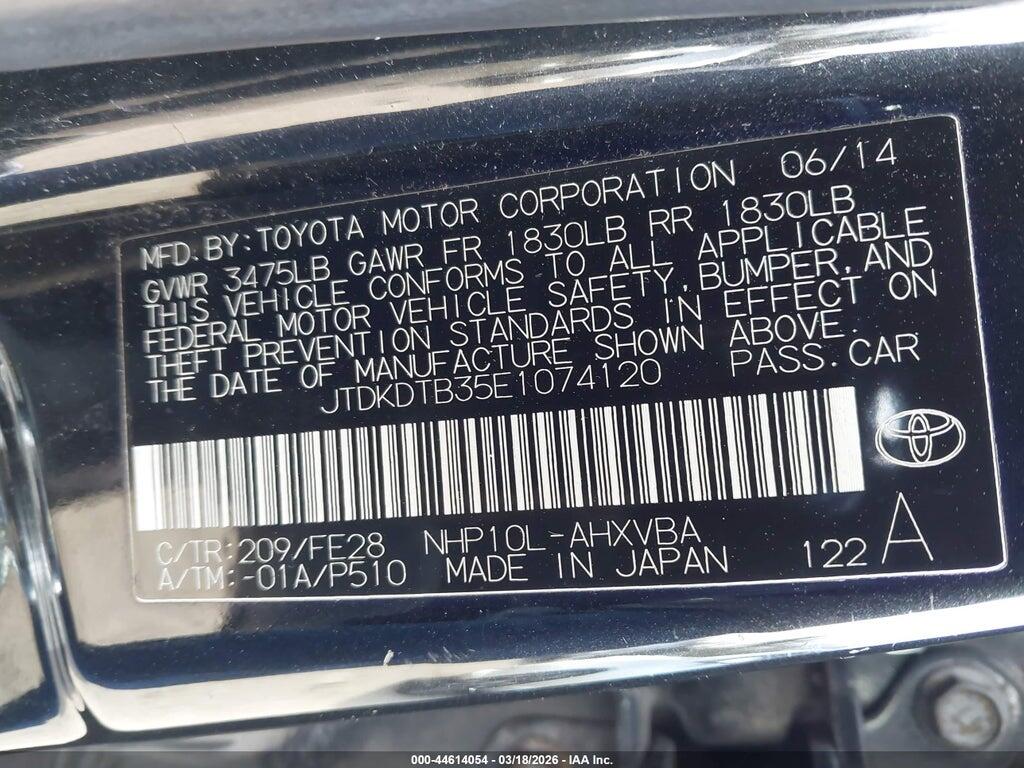 JTDKDTB35E1074120 2014 TOYOTA PRIUS C photo no. 9