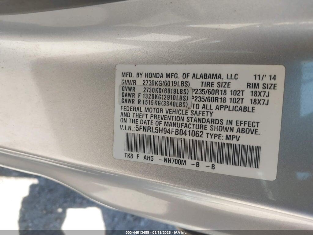 5FNRL5H94FB041062 2015 HONDA ODYSSEY photo no. 9