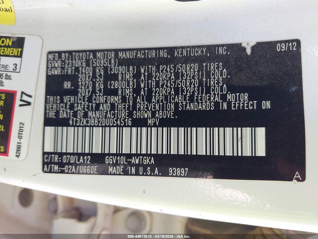 4T3ZK3BB2DU054516 2013 TOYOTA VENZA photo no. 9