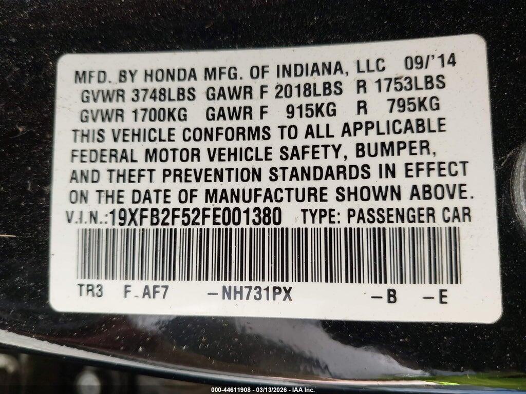 19XFB2F52FE001380 2015 HONDA CIVIC photo no. 9