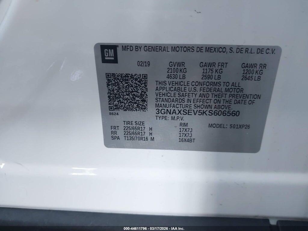 3GNAXSEV5KS606560 2019 CHEVROLET EQUINOX photo no. 9