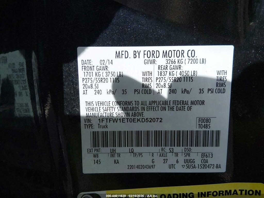1FTFW1ET0EKD52072 2014 FORD F-150 photo no. 9