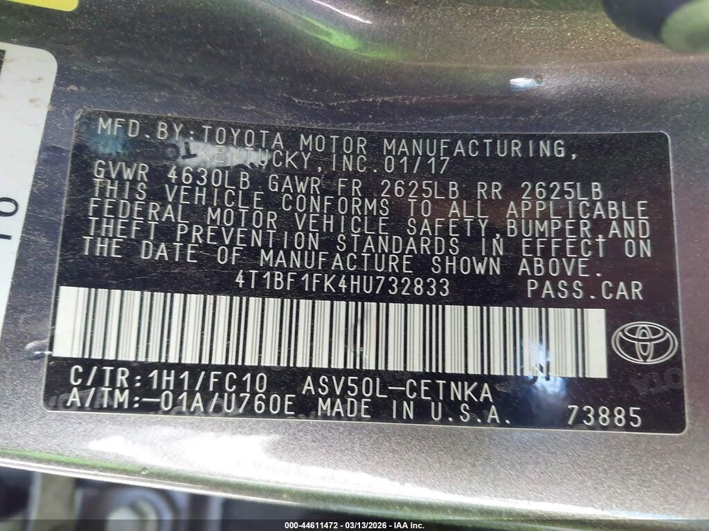 4T1BF1FK4HU732833 2017 TOYOTA CAMRY photo no. 9