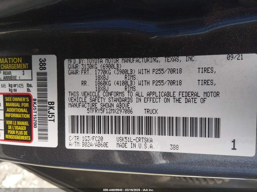 5TFRY5F12MX297086 2021 TOYOTA TUNDRA photo no. 9