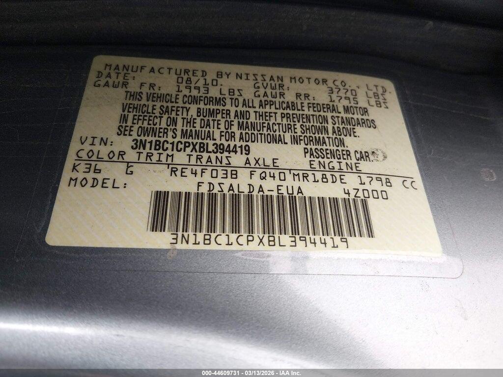 3N1BC1CPXBL394419 2011 NISSAN VERSA photo no. 9